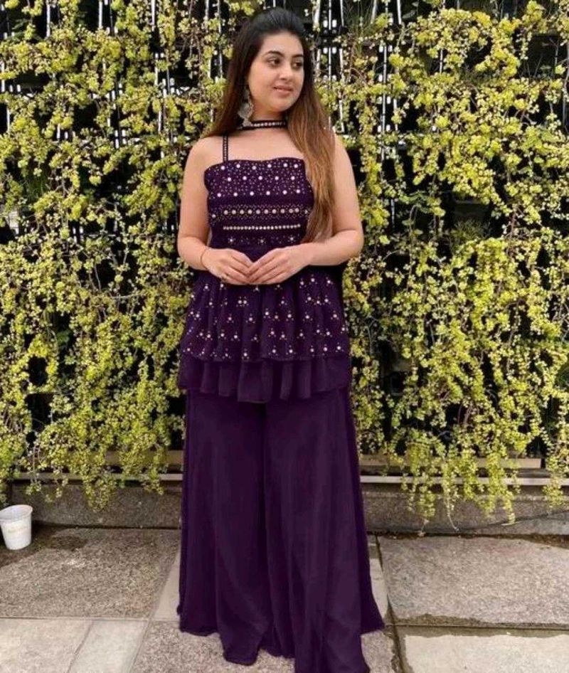 Stylish Purple Palazzo Set