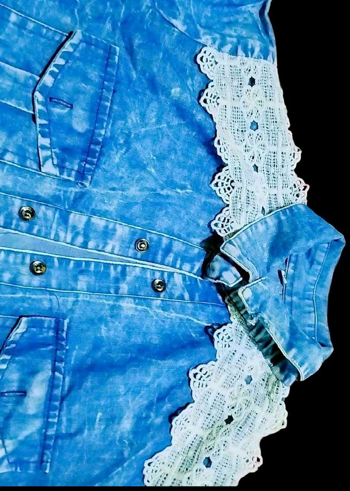 Denim Jacket With Lace
