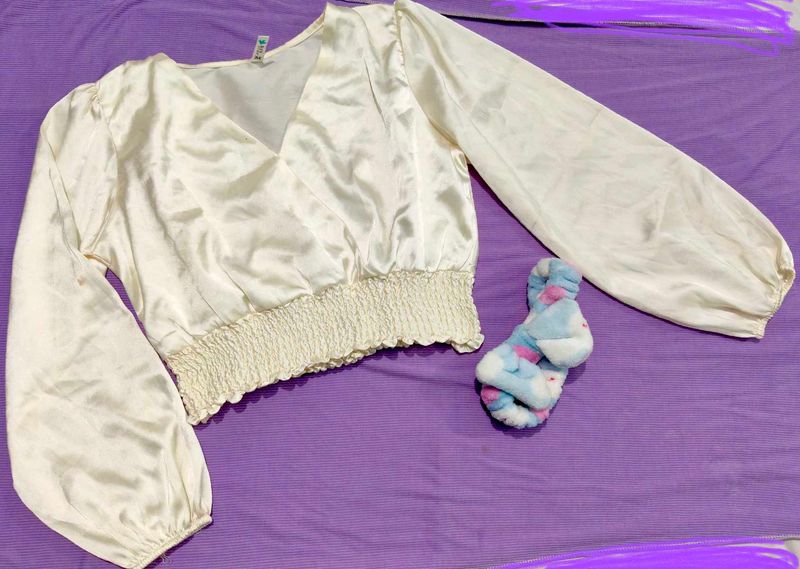 Satin Cream 🍦 Top Bell Sleeves