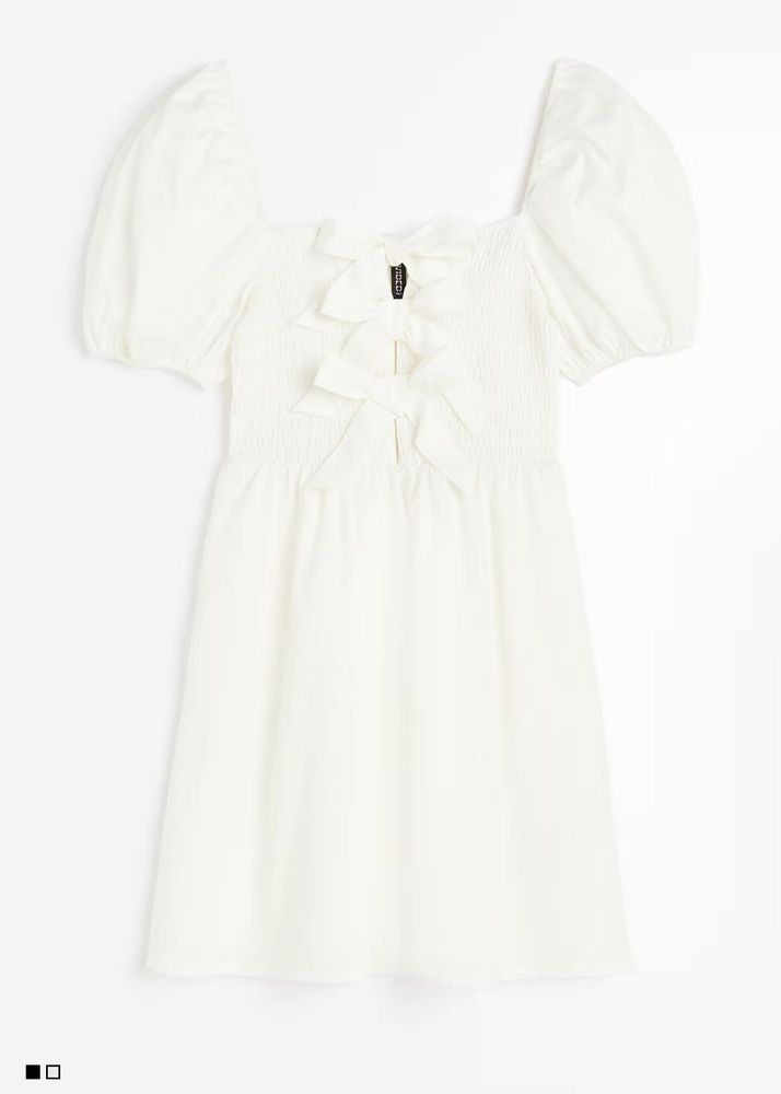 White Bow Mini Dress