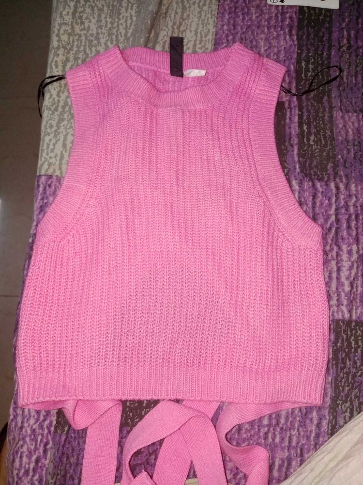 Pink Knit Sleeveless Tank Top