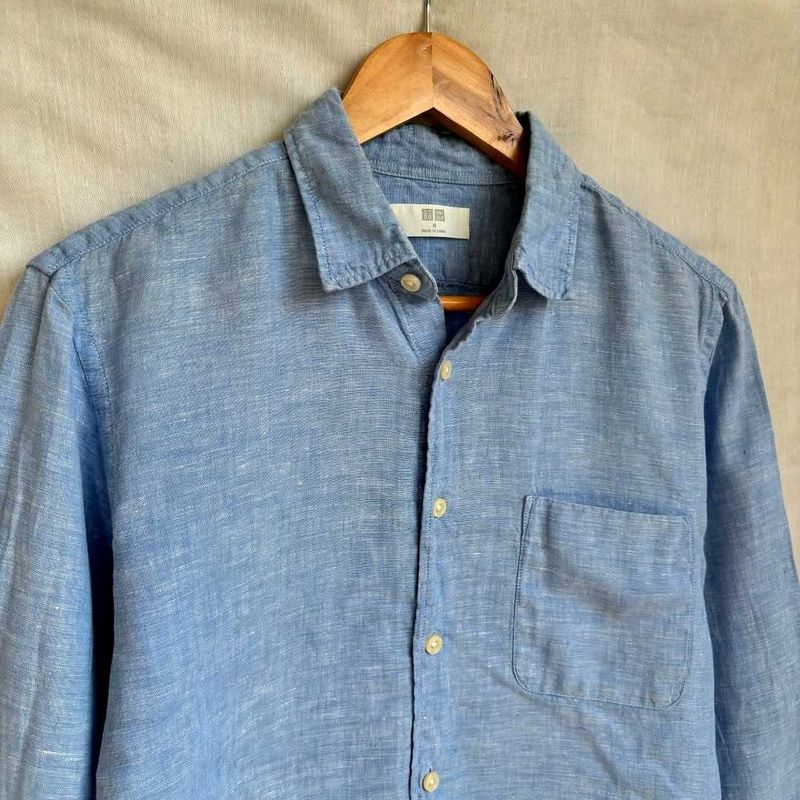 UNIQL0 Sky Blue 100% LINEN Shirt