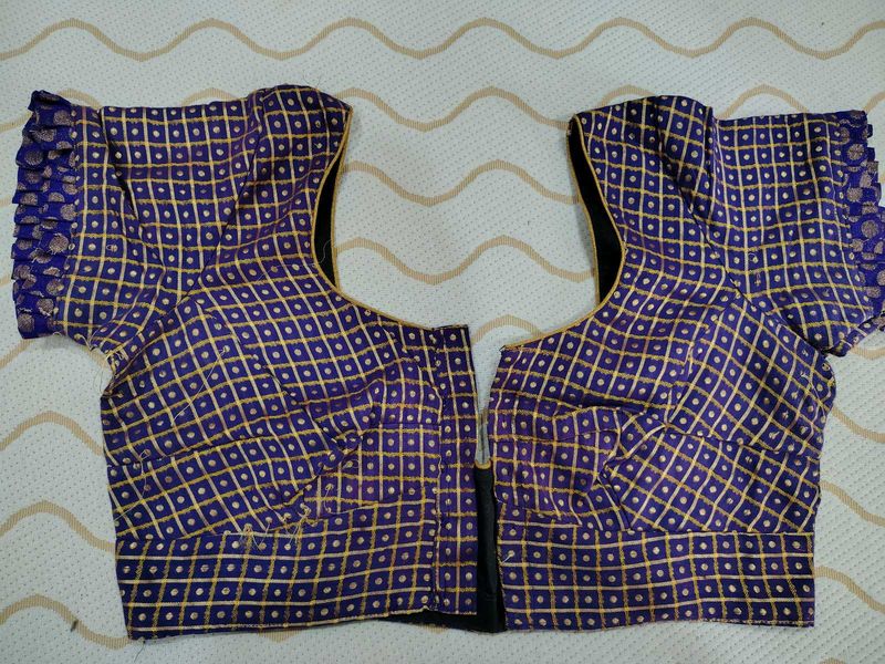 Purple Checked Readymade Blouse