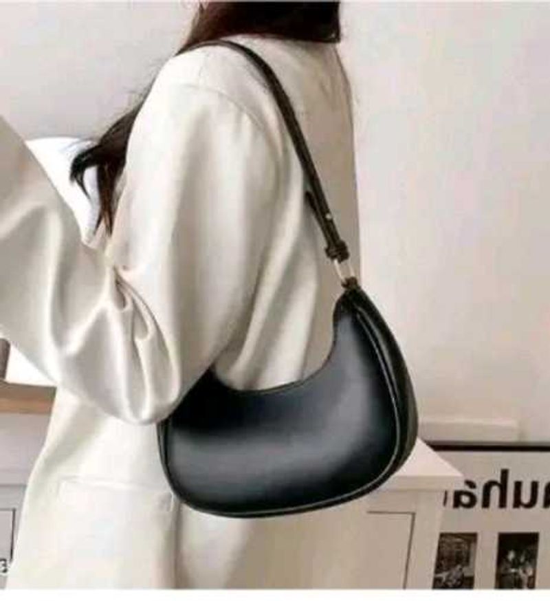 Black Shoulder Bag with Flower Charm