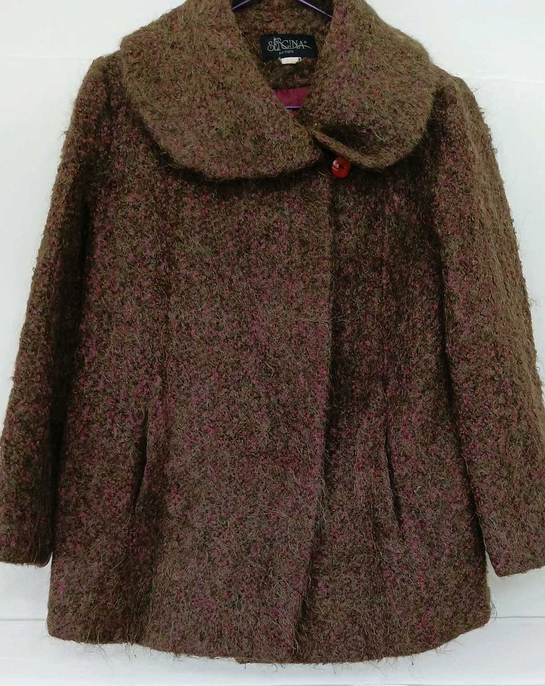 Brown Boucle Wool Coat