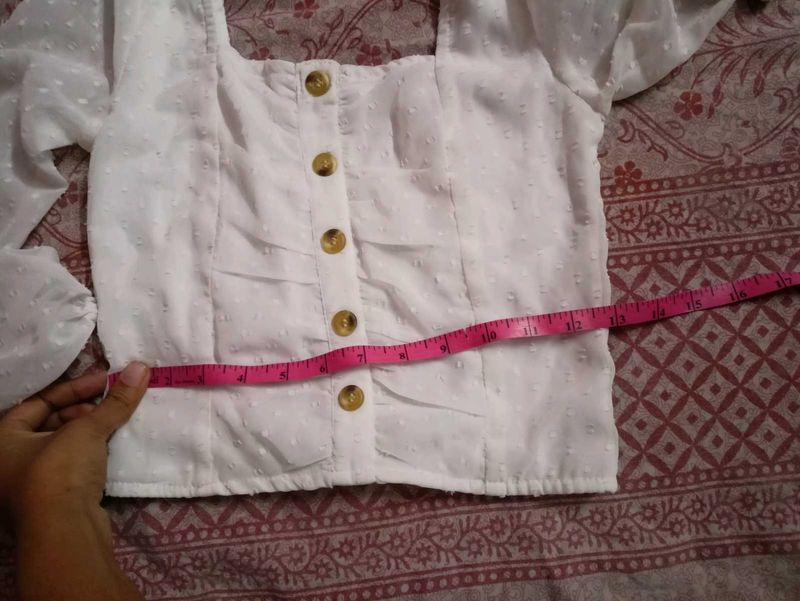 White Button-Up Crop Top