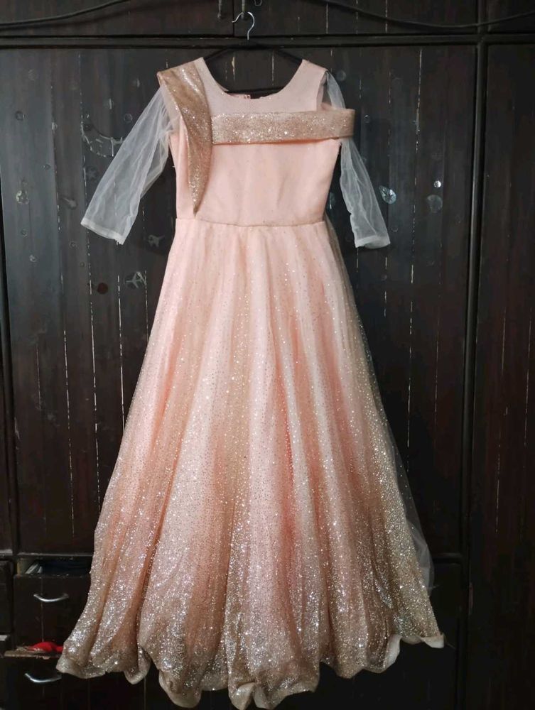 Beautiful Peach Party Gown For Women/Girls