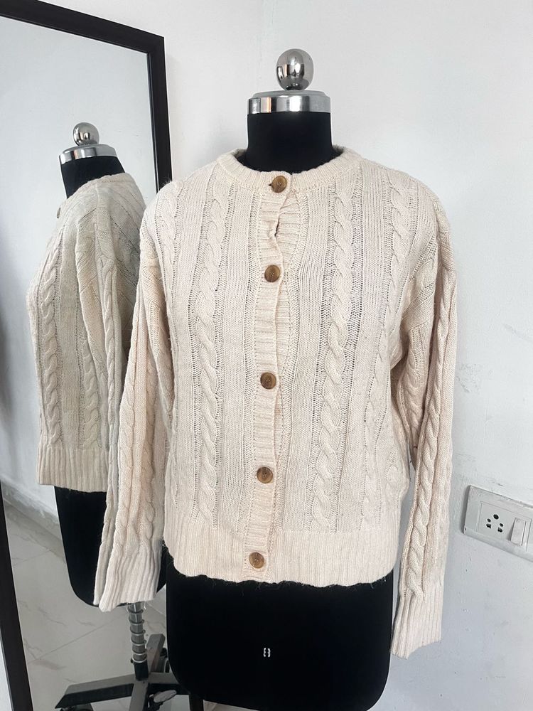 Cream Cable Knit Cardigan