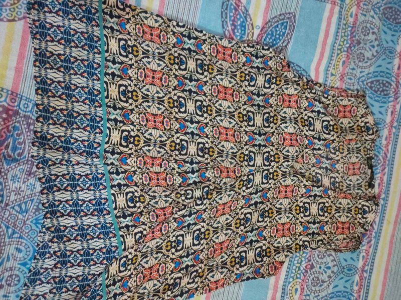 A Line Multicolour Floral Long Top