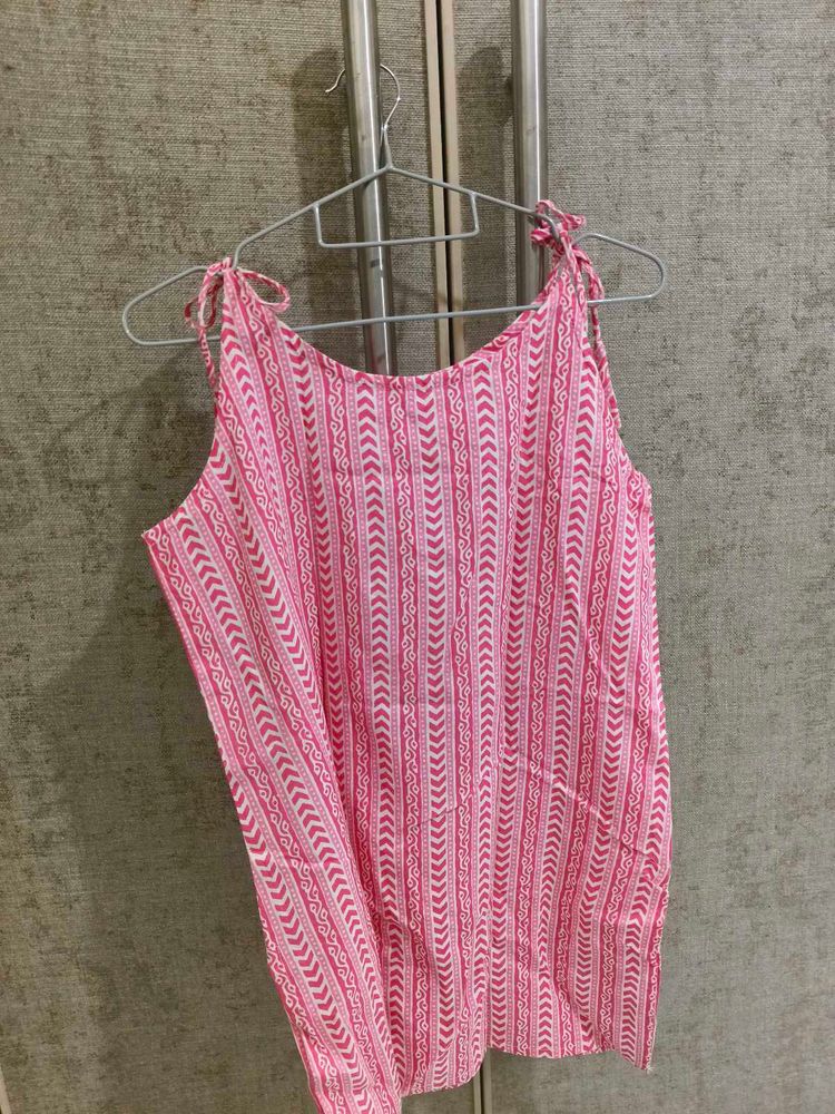 Pink Printed Tie Up Kurti