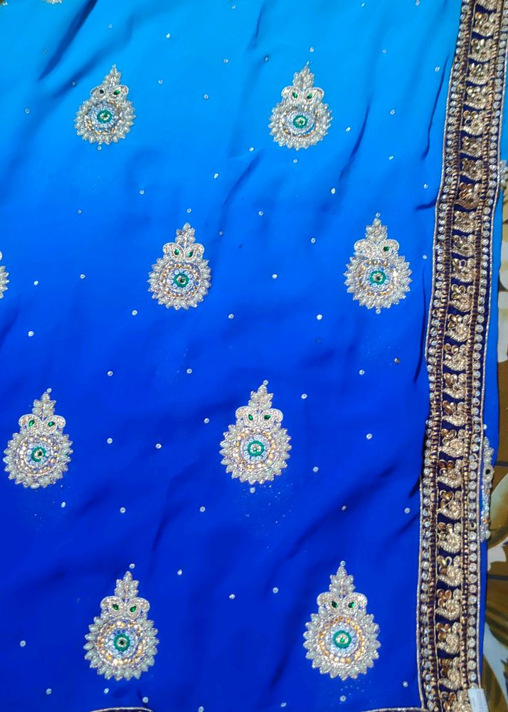 Blue Heavy Designer Saree