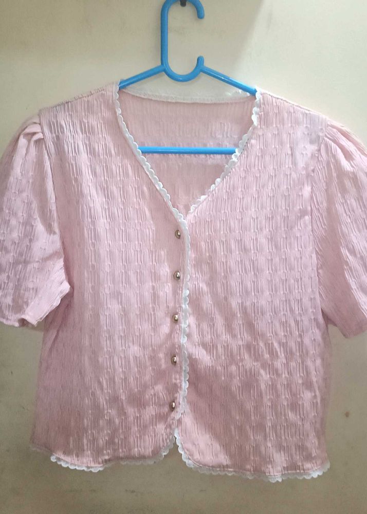 cute korean pink top