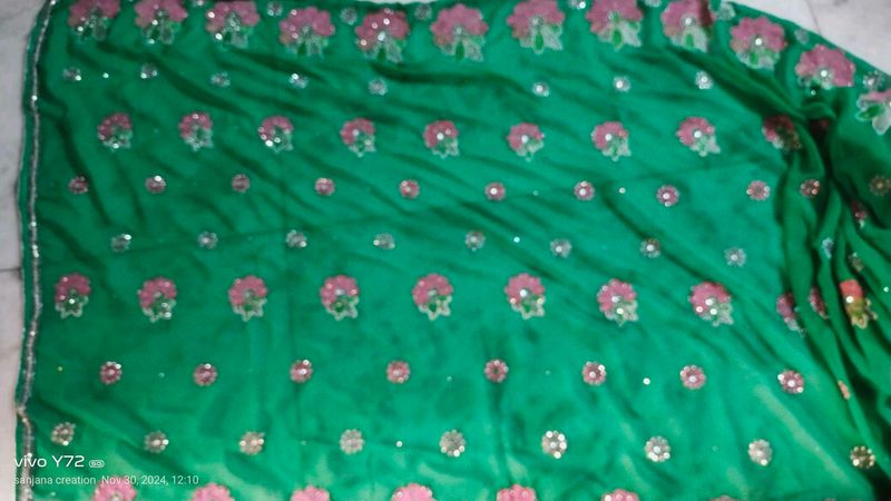 Pink Embroidery Work Saree