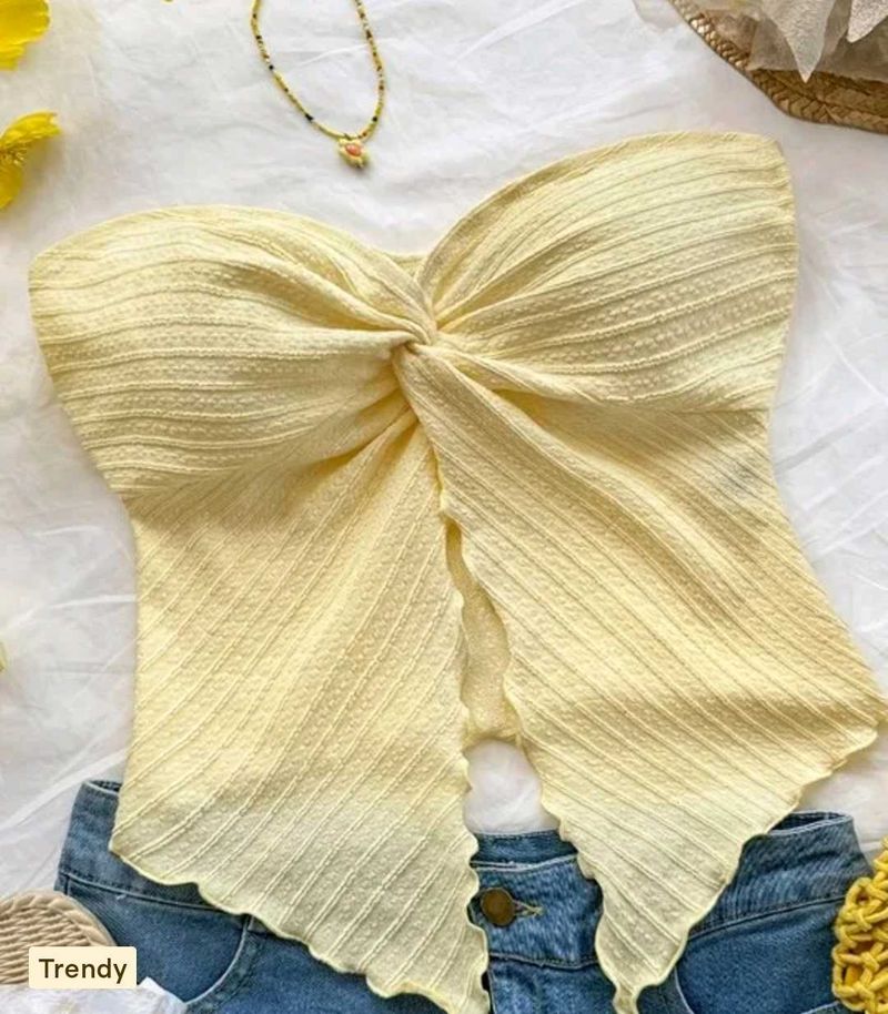 Yellow Twist-Front Crop Top