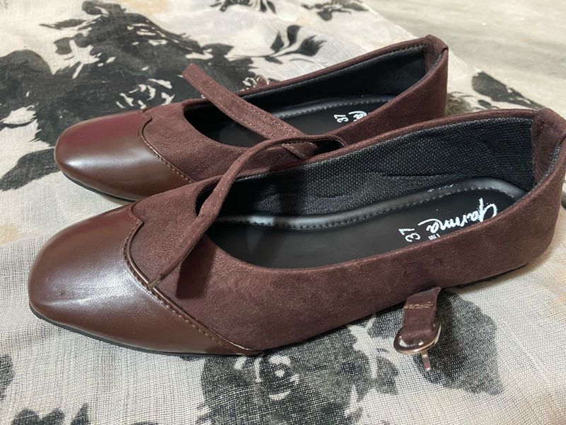 Brown Mary Jane Flats - Size