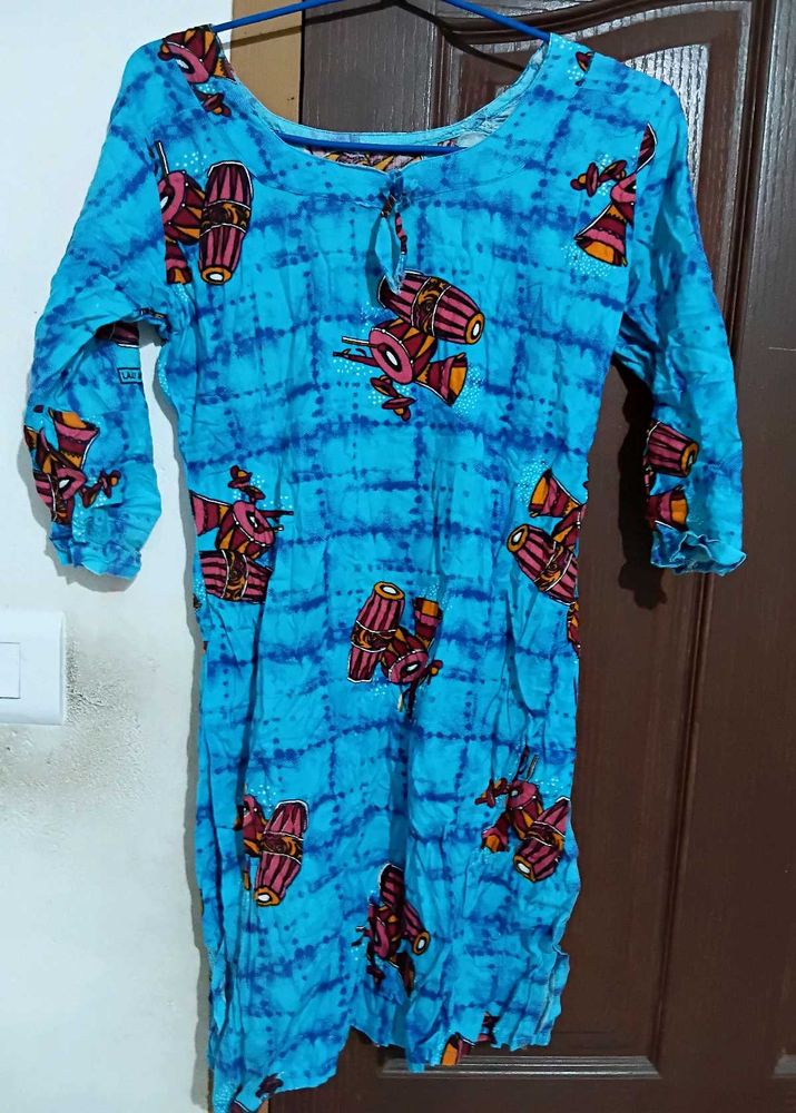 Blue Drum Print Tunic