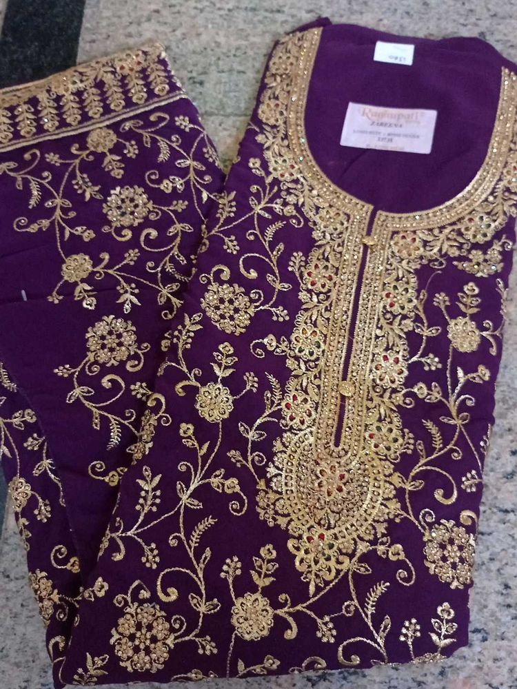 Purple Wedding Wear Suit Material