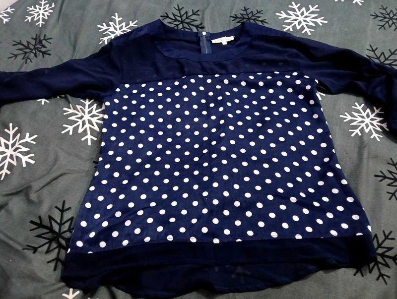 Navy Polka Dot Top