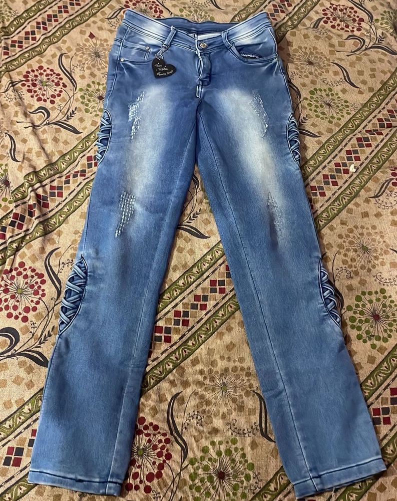 blue straight jeans