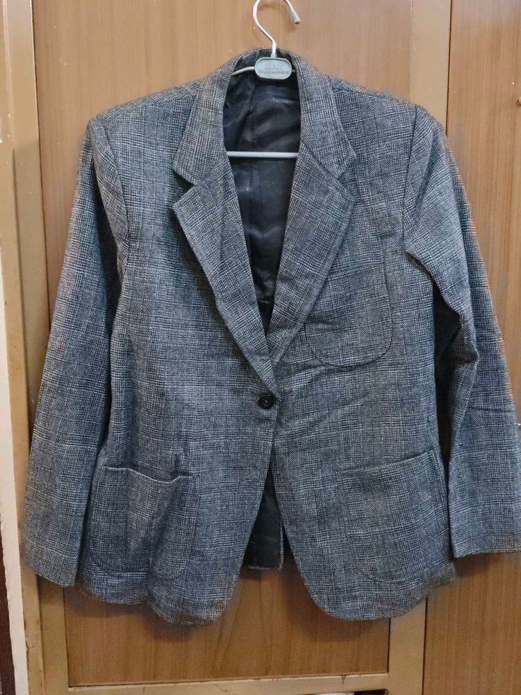 Grey Plaid Blazer