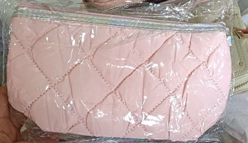 Pink Quilted Cosmetic Bag