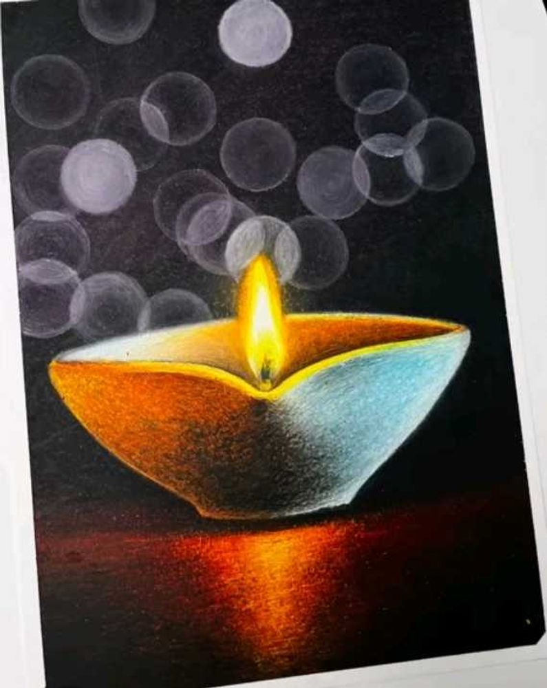 Oil Pastel Diwali Spacial Drawing