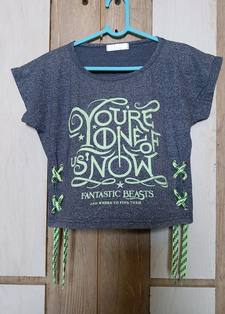 Women Crop Top &amp; Over Sized T Shirt