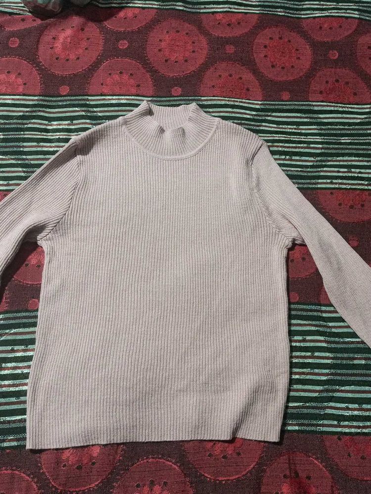 Ribbed Knit Mock Neck Sweater