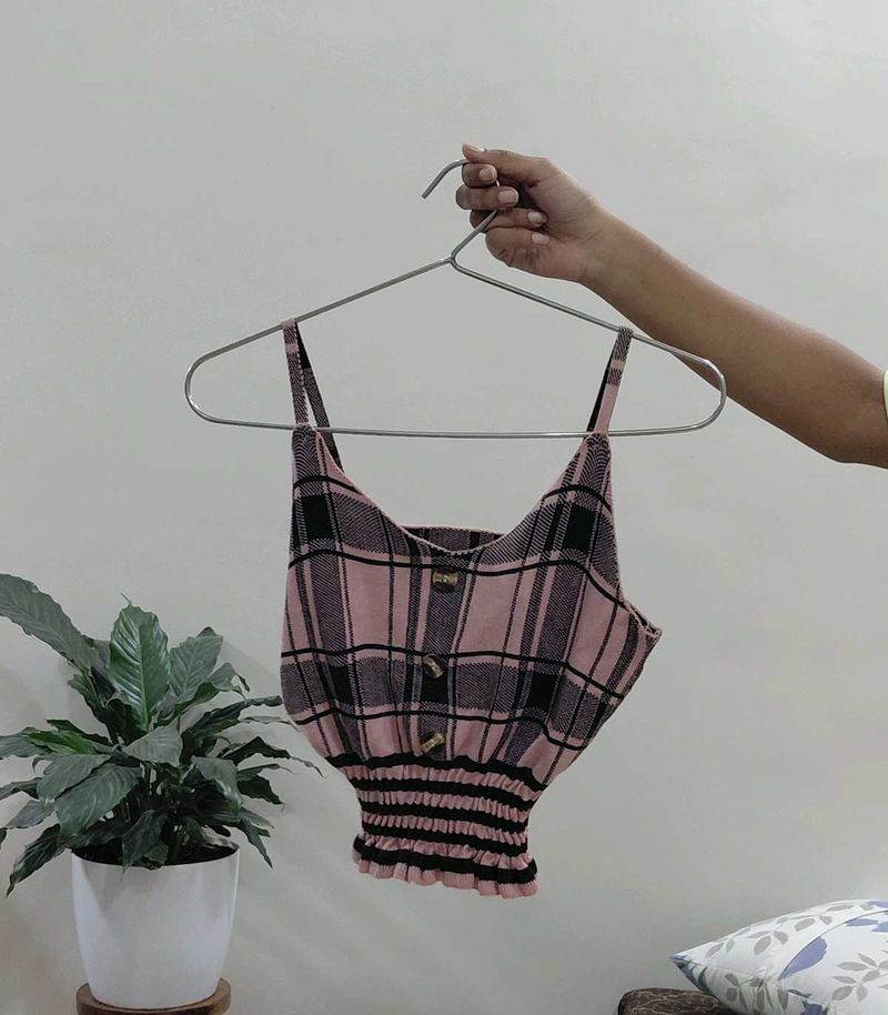 Pink Plaid Cami Top