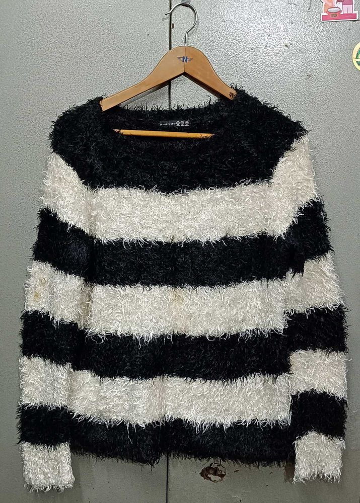 Striped Fuzzy Knit Sweater