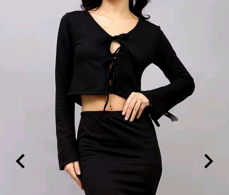 Chic Black Tie-Front Top