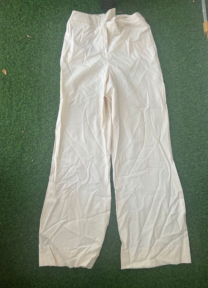 Wide Leg Cream Korean Pants
