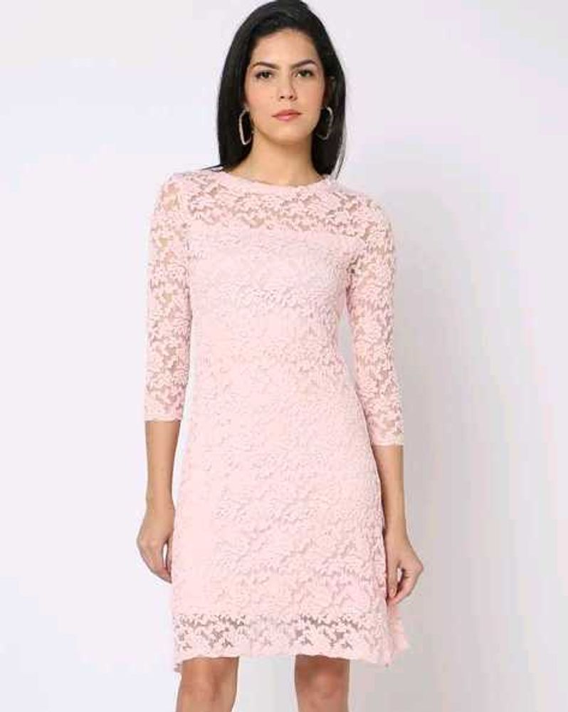 Elegant Pink Lace Dress