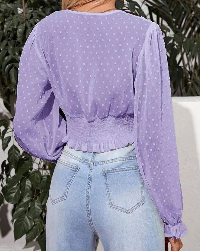 Lilac Polka Dot Long Sleeve Top