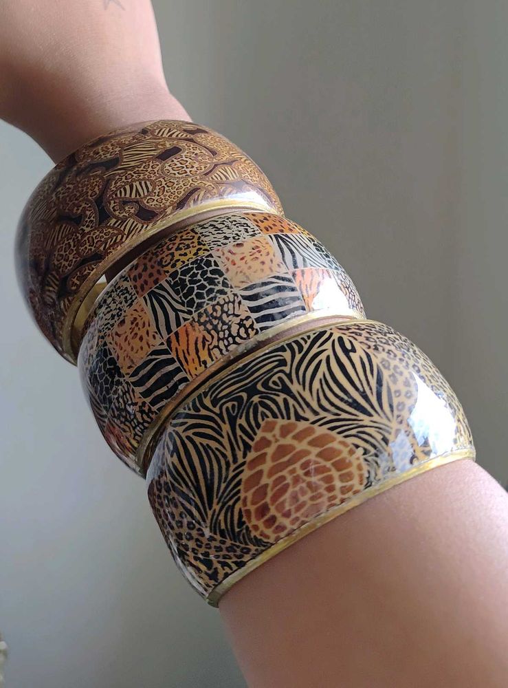 Leapord Print Bangle Stack of 3