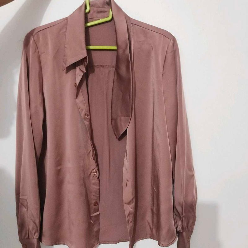Elegant Satin Tie-Neck Blouse