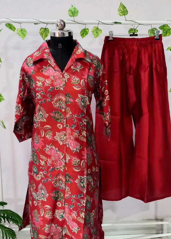 Maroon Floral Brand New Coord Set