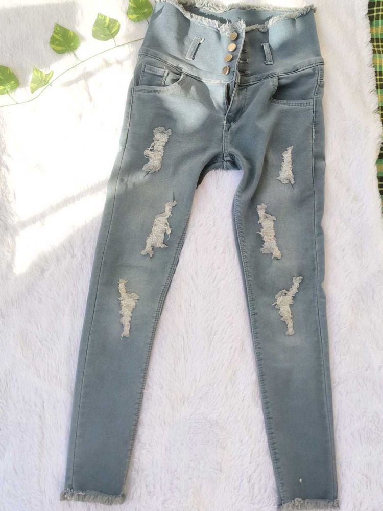 Ripped High-Waisted Jeans