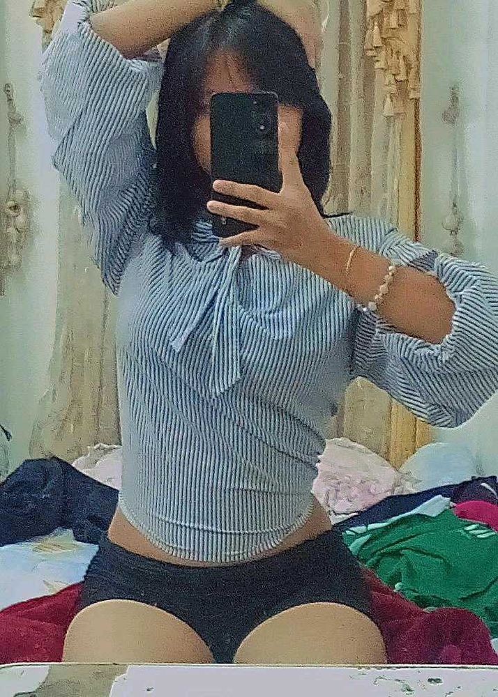 Striped Tie-Neck Top