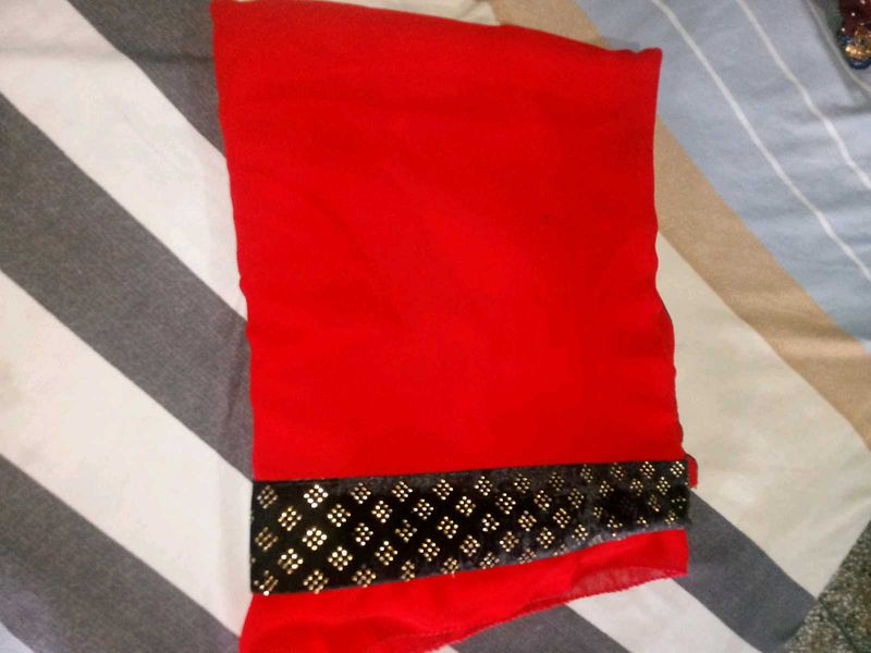 Red Beautiful Saree  No Blouse