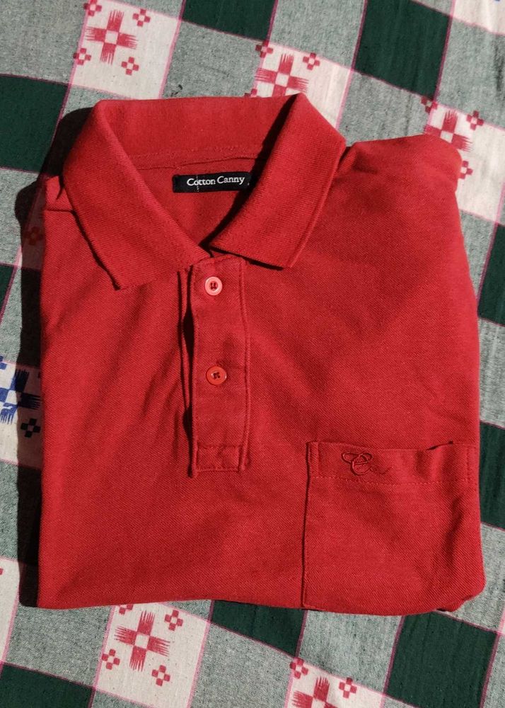 Red Cotton Caney Polo Shirt