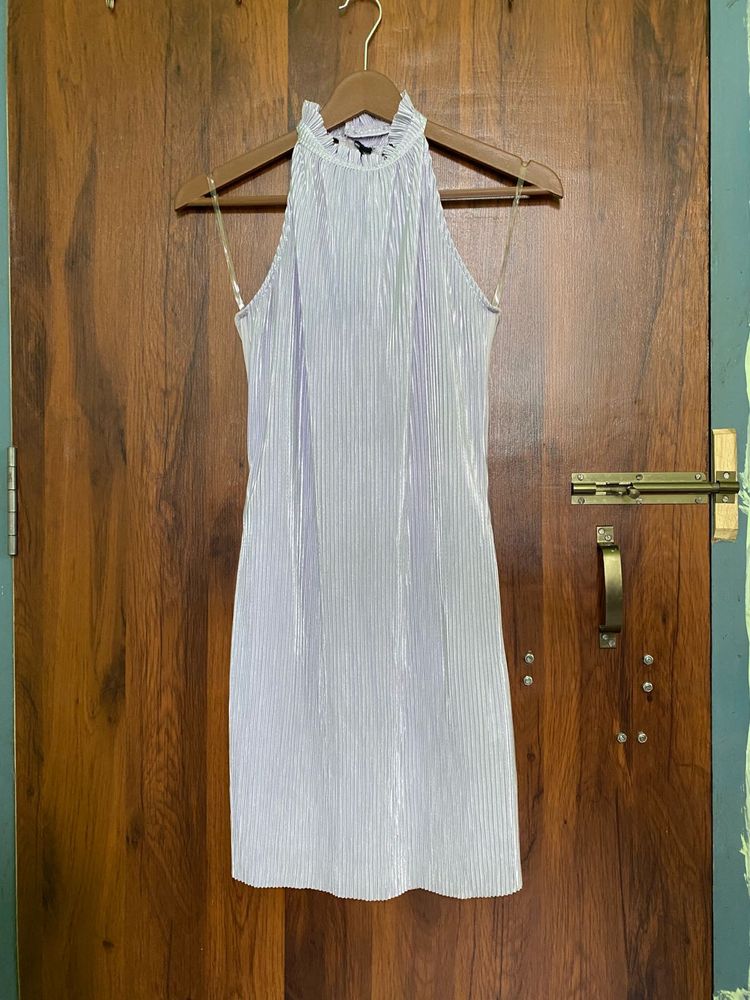 Lavender Mini Summer Dress With Halter Neck
