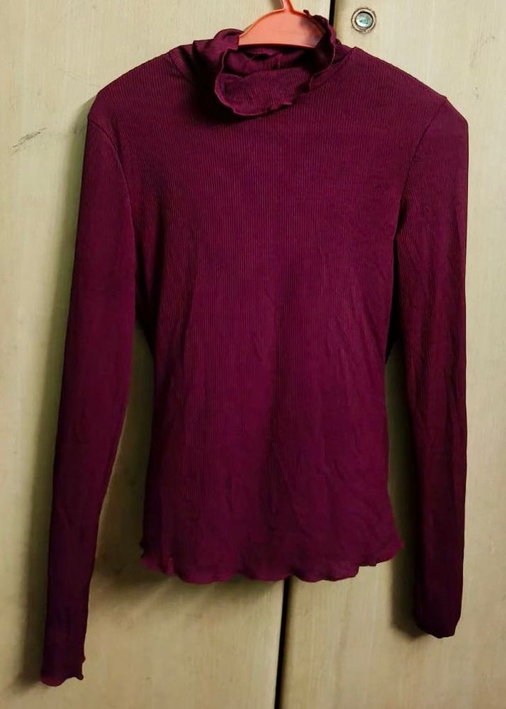 Burgundy Ribbed Top
