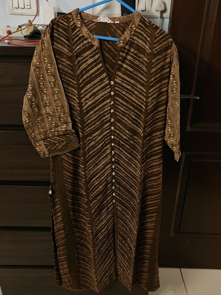 Shaded Brown Cotton Kurta