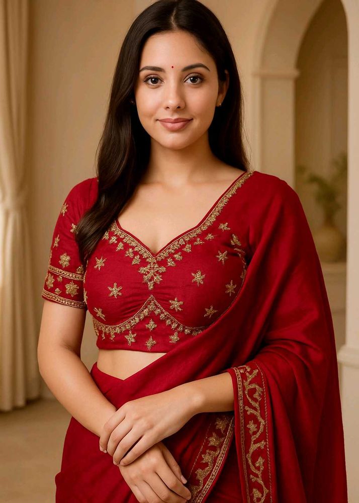 Red Embroidered Blouse