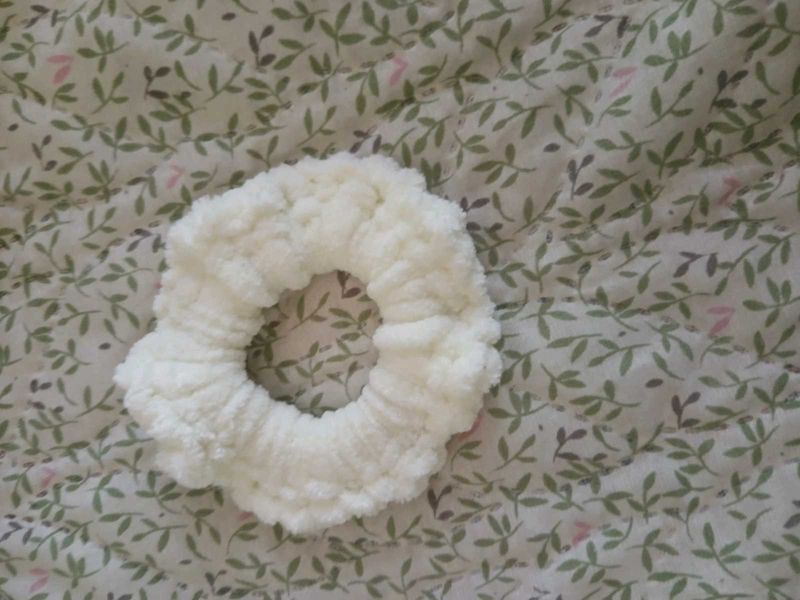 Fluffy White Scrunchie