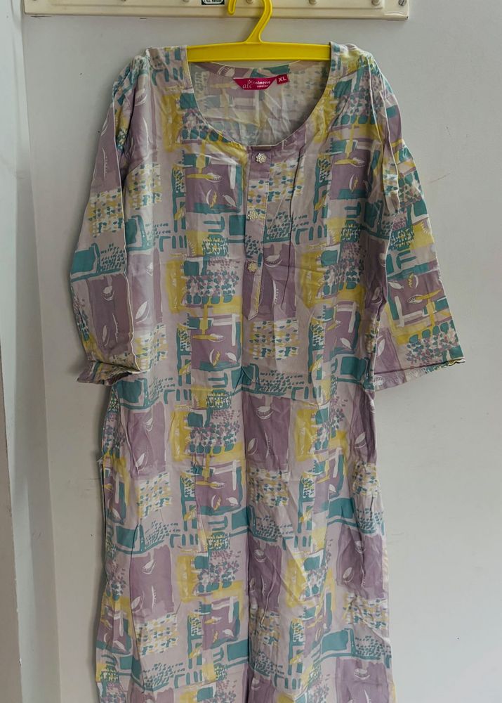 Lavender Printed Kurta