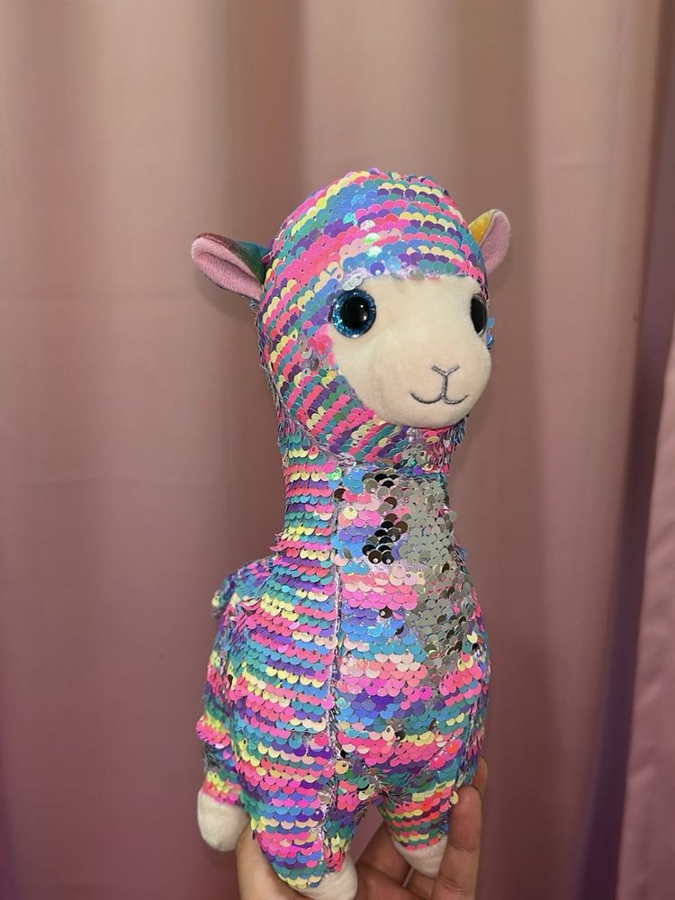 Colourful Sequinned Alpaca Plushie