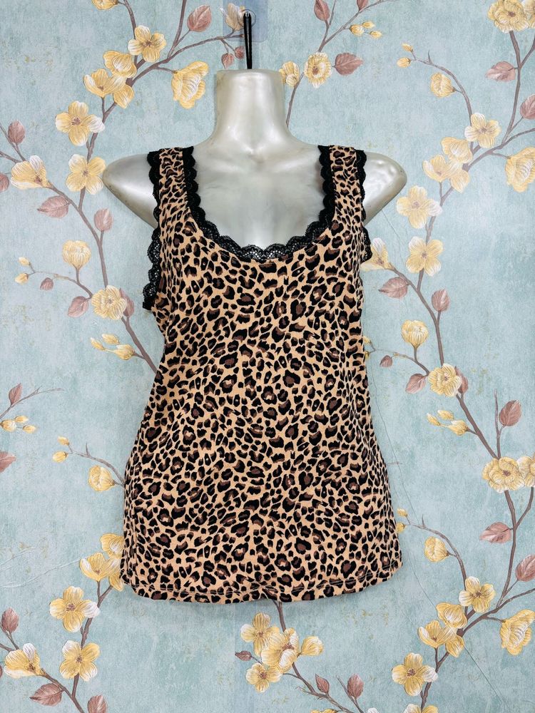 Lace Cheetah Print Tank Top