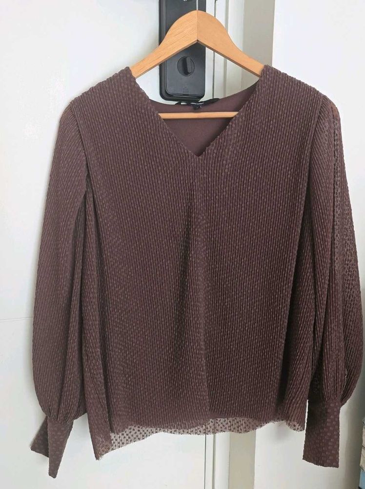 Vero Moda Brown Pleated Blouse